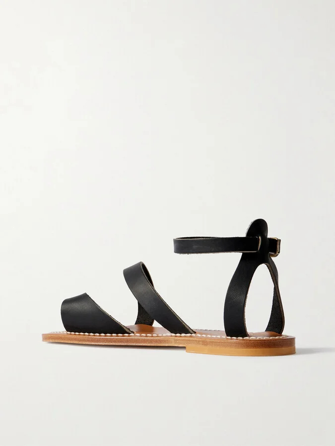 K Jacques St Tropez - Anaelle Leather Sandals - Black - Image 3