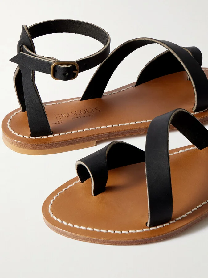 K Jacques St Tropez - Anaelle Leather Sandals - Black - Image 4