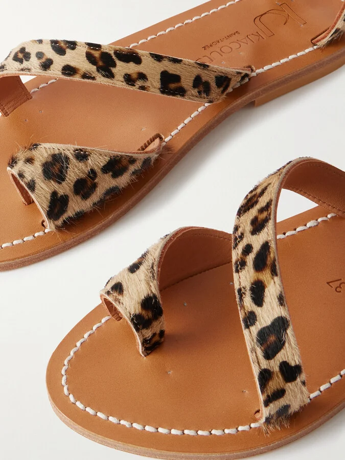 K Jacques St Tropez - Anaelle Leopard-print Pony Hair Sandals - Animal print - Image 4