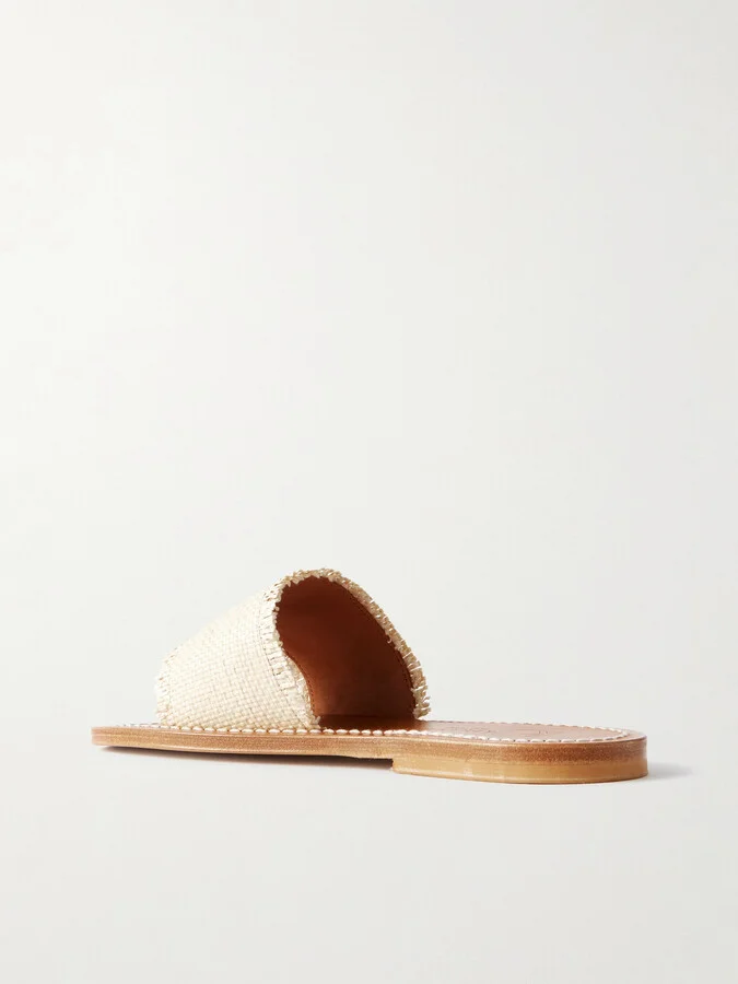 K Jacques St Tropez - Capri Raffia Slides - Neutrals - Image 3