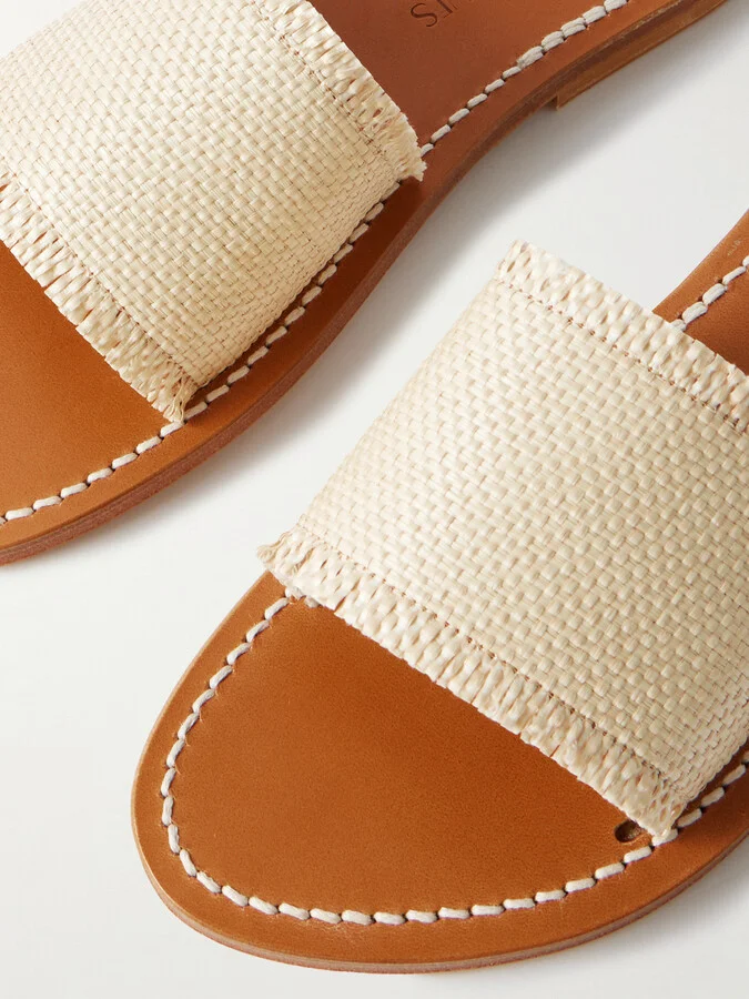 K Jacques St Tropez - Capri Raffia Slides - Neutrals - Image 4