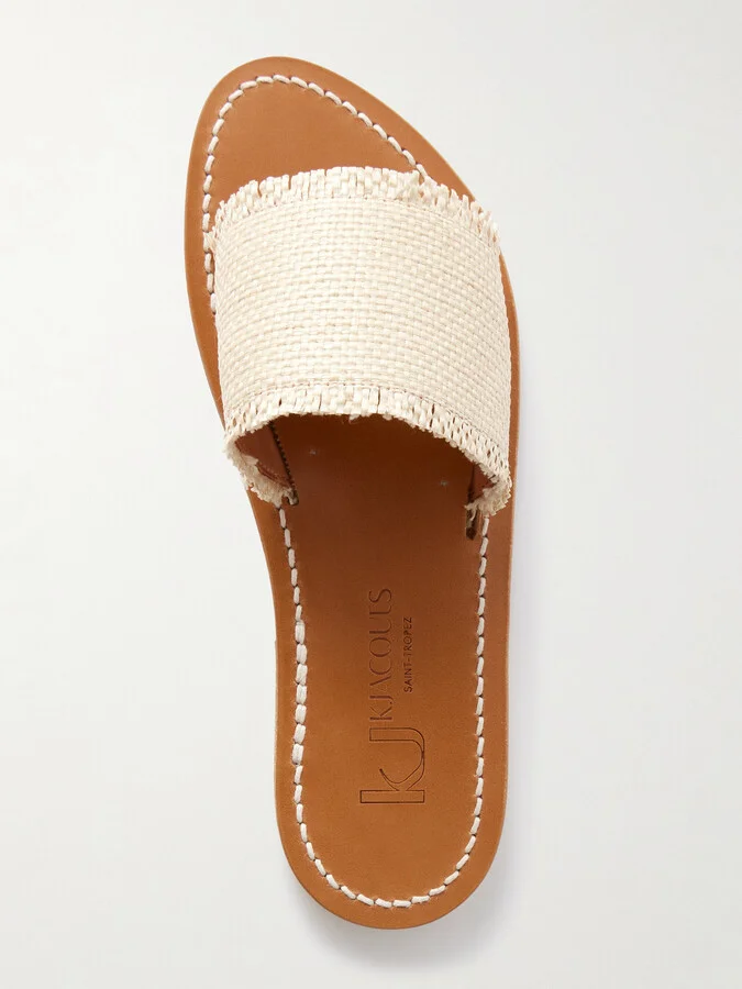 K Jacques St Tropez - Capri Raffia Slides - Neutrals - Image 5