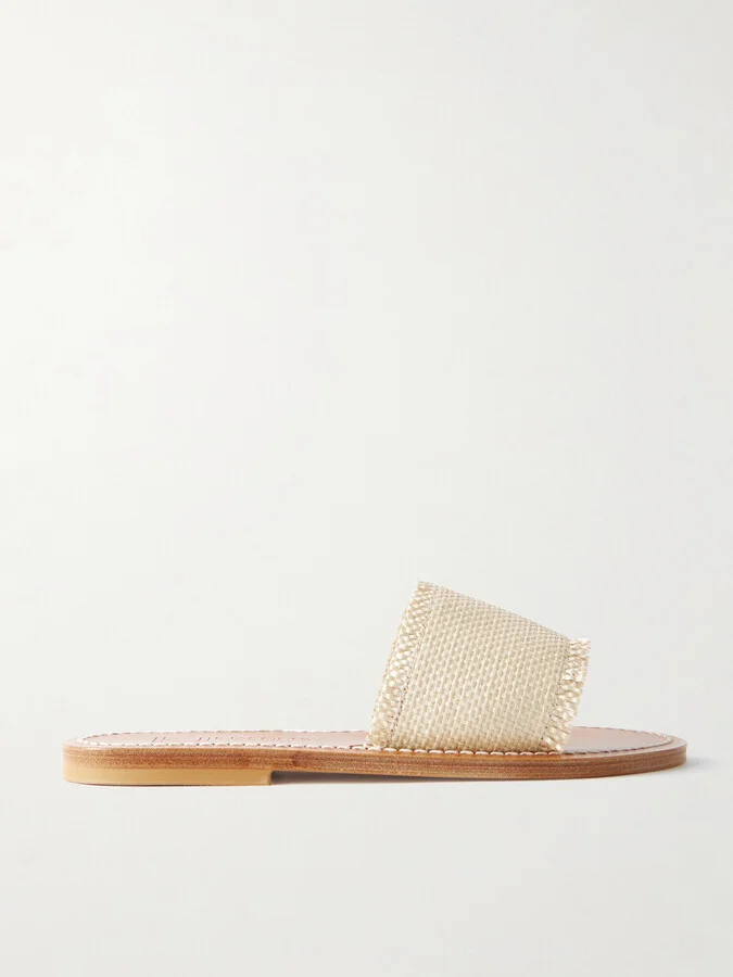 K Jacques St Tropez - Capri Raffia Slides - Neutrals