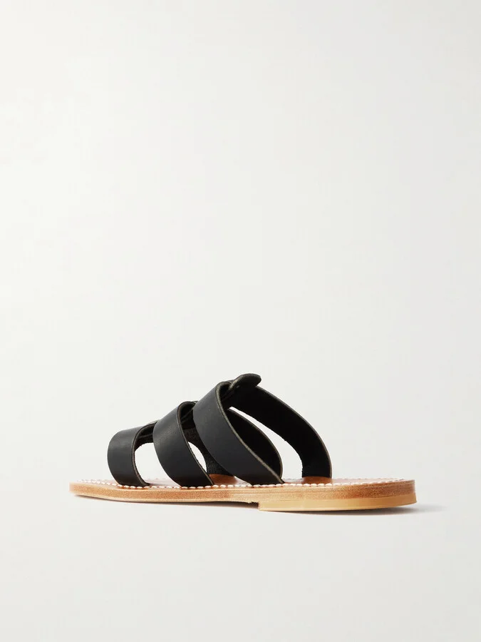 K Jacques St Tropez - Dolon Cutout Leather Slides - Black - Image 3