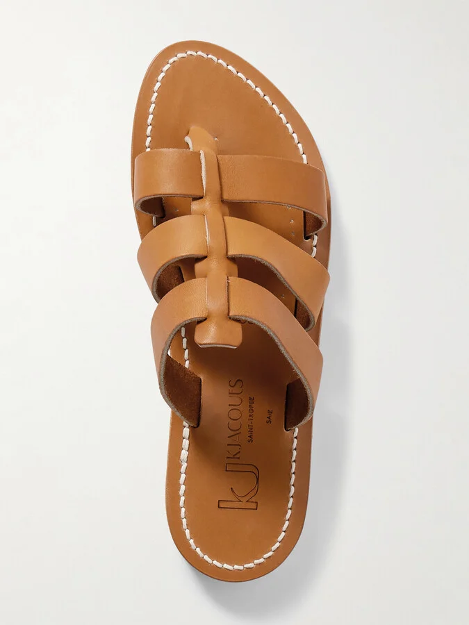 K Jacques St Tropez - Dolon Cutout Leather Slides - Brown - Image 5