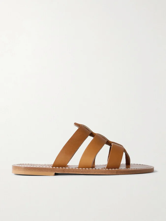 K Jacques St Tropez - Dolon Cutout Leather Slides - Brown