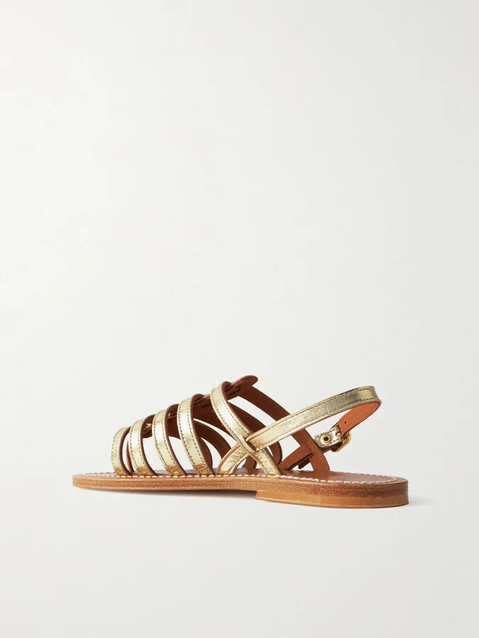 K Jacques St Tropez - Homere Metallic Leather Sandals - Gold - Image 3