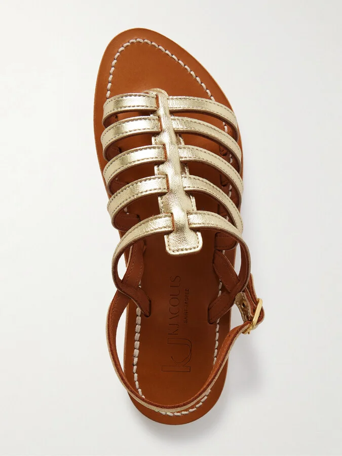 K Jacques St Tropez - Homere Metallic Leather Sandals - Gold - Image 5