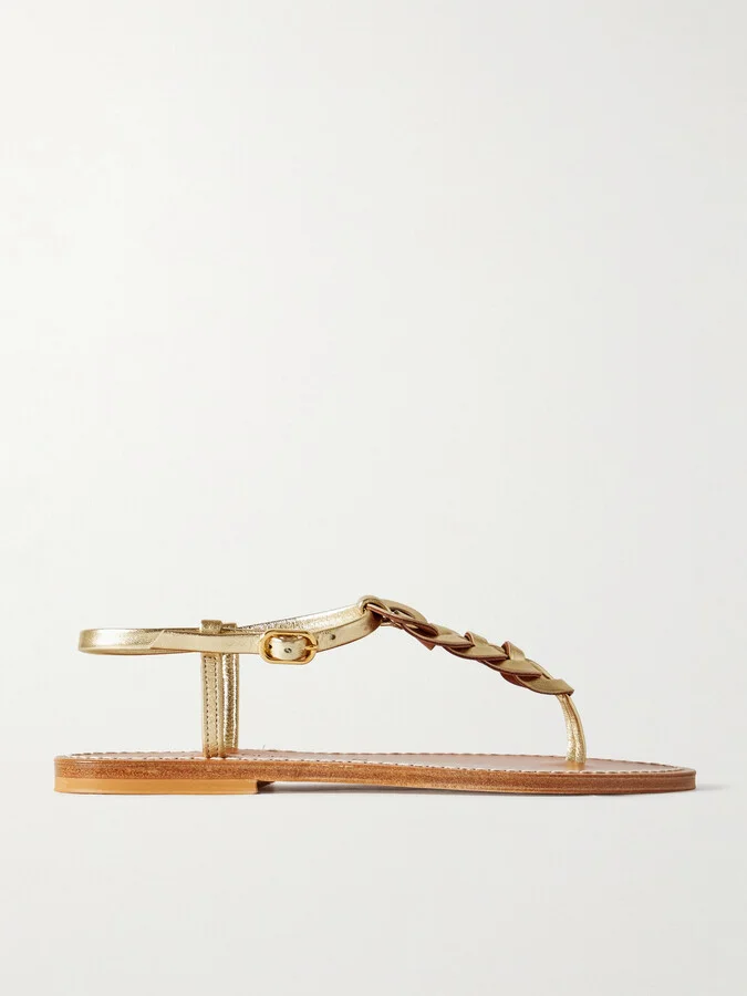 K Jacques St Tropez - Lemovis Woven Metallic Leather Sandals - Silver