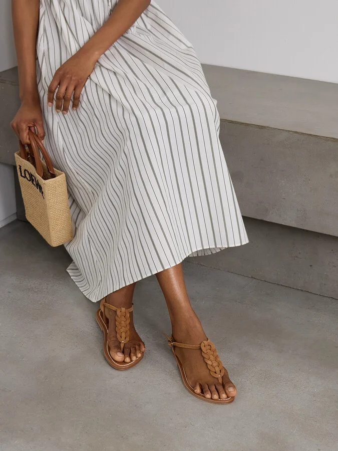 K Jacques St Tropez - Lemovis Woven Suede Sandals - Brown - Image 2