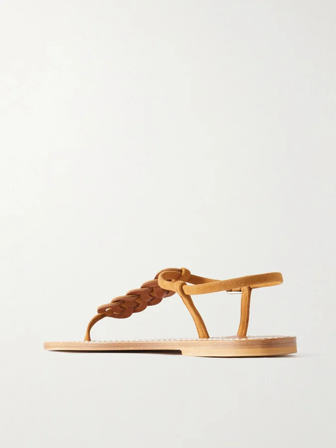 K Jacques St Tropez - Lemovis Woven Suede Sandals - Brown - Image 3