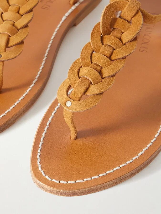 K Jacques St Tropez - Lemovis Woven Suede Sandals - Brown - Image 4