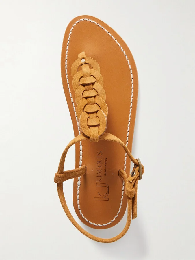 K Jacques St Tropez - Lemovis Woven Suede Sandals - Brown - Image 5
