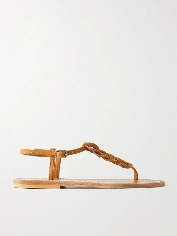 K Jacques St Tropez - Lemovis Woven Suede Sandals - Brown