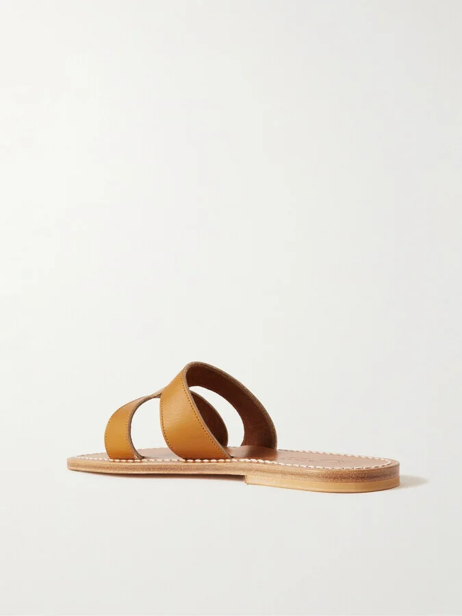 K Jacques St Tropez - Menandre Cutout Leather Slides - Brown - Image 3