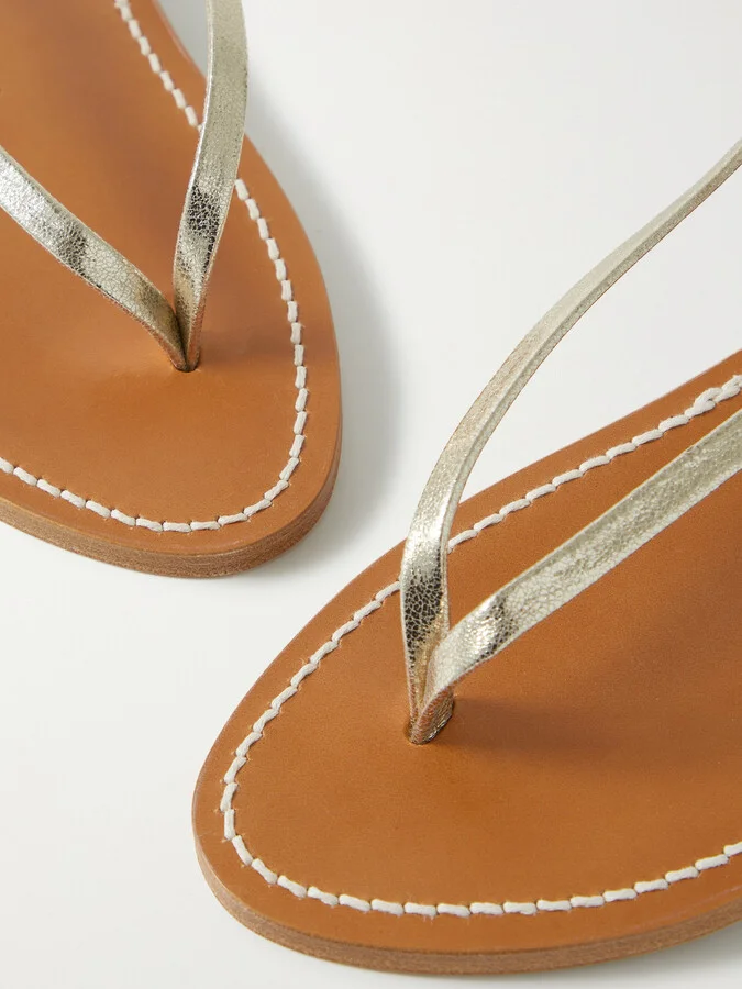 K Jacques St Tropez - + Net Sustain Abako Metallic Leather Sandals - Gold - Image 5
