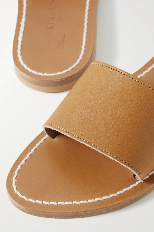 K Jacques St Tropez - + Net Sustain Anacapri Leather Slides - Brown - Image 4