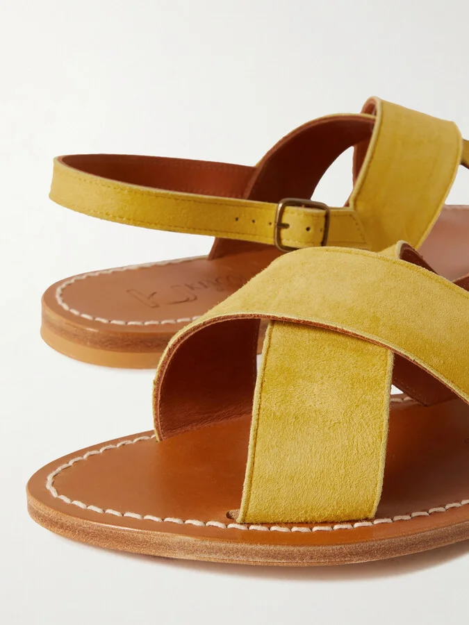 K Jacques St Tropez - Osorno Suede Slingback Sandals - Yellow - Image 4