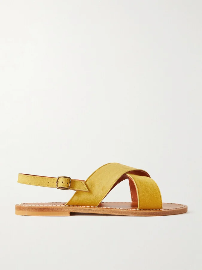 K Jacques St Tropez - Osorno Suede Slingback Sandals - Yellow