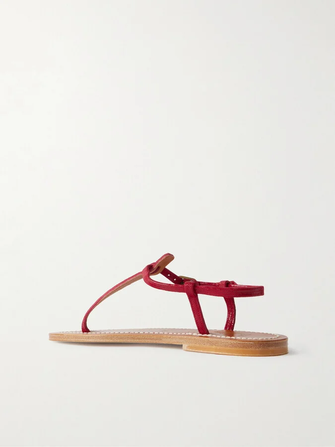 K Jacques St Tropez - Picon Lizard-effect Leather Sandals - Red - Image 3
