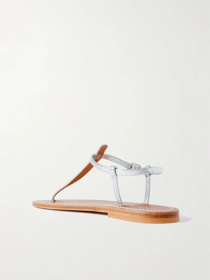 K Jacques St Tropez - Picon Metallic Leather Sandals - Silver - Image 3