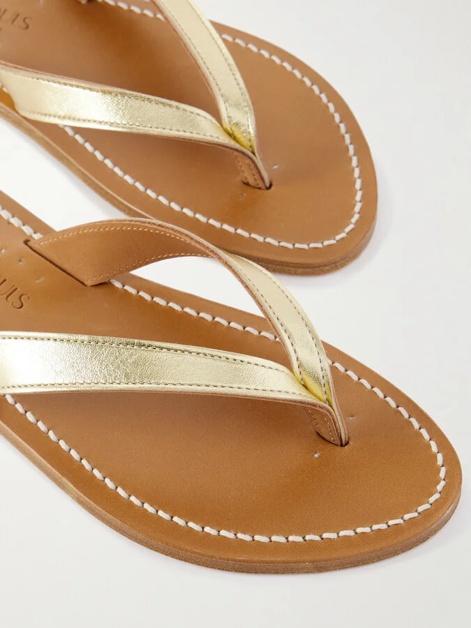 K Jacques St Tropez - Torino Metallic Leather Sandals - Gold - Image 4