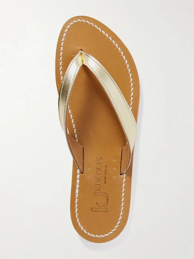 K Jacques St Tropez - Torino Metallic Leather Sandals - Gold - Image 5
