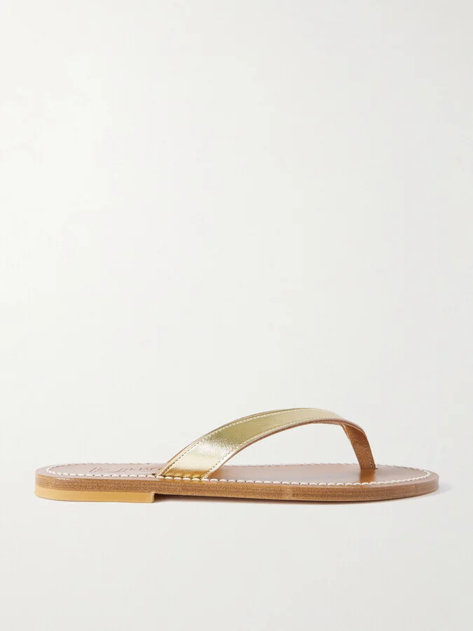 K Jacques St Tropez - Torino Metallic Leather Sandals - Gold