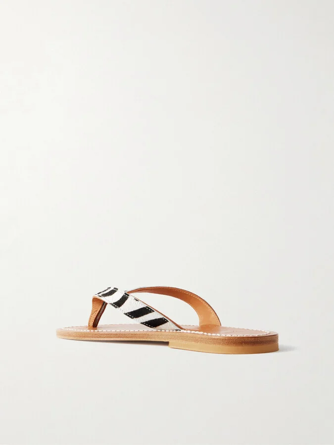 K Jacques St Tropez - Torino Zebra-print Goat Hair Flip Flops - Animal print - Image 3