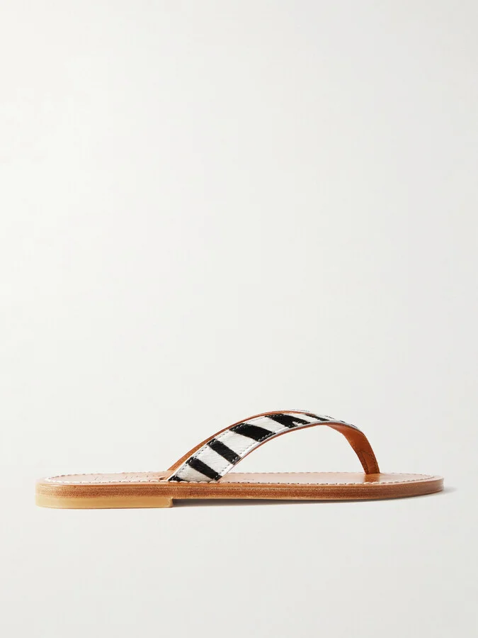 K Jacques St Tropez - Torino Zebra-print Goat Hair Flip Flops - Animal print
