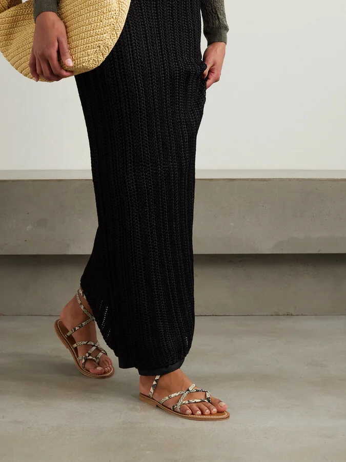 K Jacques St Tropez - Zenobie Snake-effect Leather Sandals - Animal print - Image 2