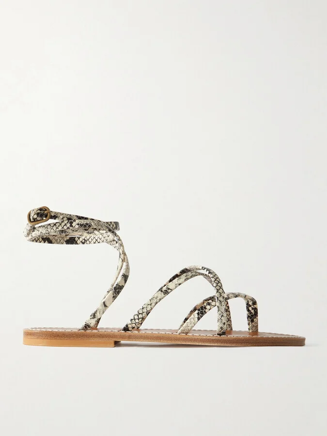 K Jacques St Tropez - Zenobie Snake-effect Leather Sandals - Animal print