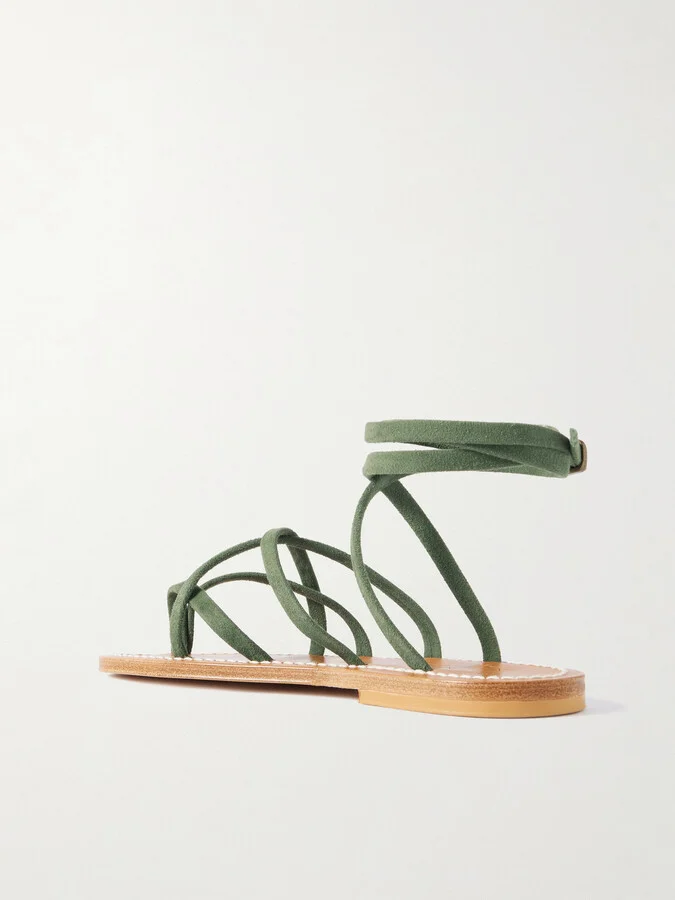 K Jacques St Tropez - Zenobie Suede Sandals - Green - Image 3