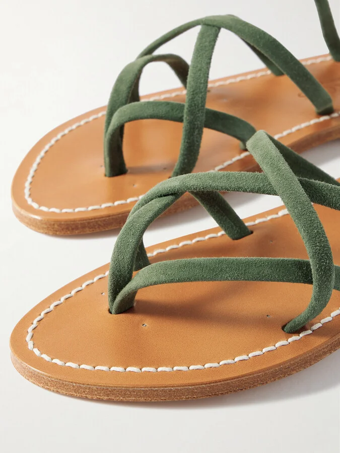 K Jacques St Tropez - Zenobie Suede Sandals - Green - Image 4
