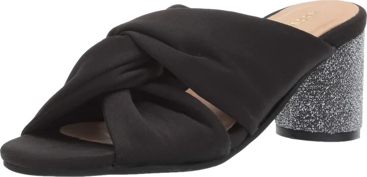 KAANAS Women's Edinburgh Knotted Open Toe Slide Chunky Heel Pump