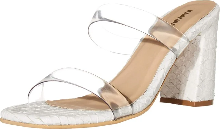 KAANAS womens Florence Snake-embossed Heels With Vynil Straps