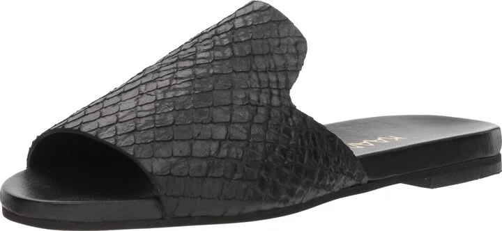 KAANAS Women's Leticia Snake Skin Leather Pool Slide Flat Sandal