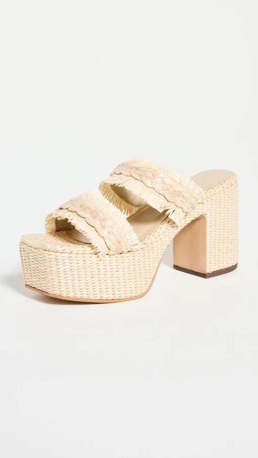 KAANAS Zumaque Frayed Double Band Basket Weave Platform Sandals - Image 3