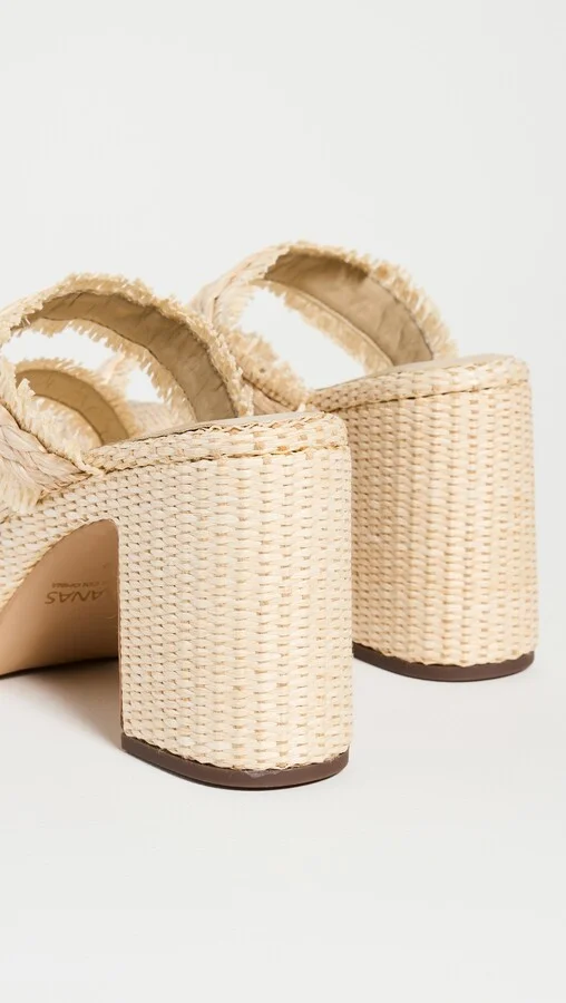 KAANAS Zumaque Frayed Double Band Basket Weave Platform Sandals - Image 5