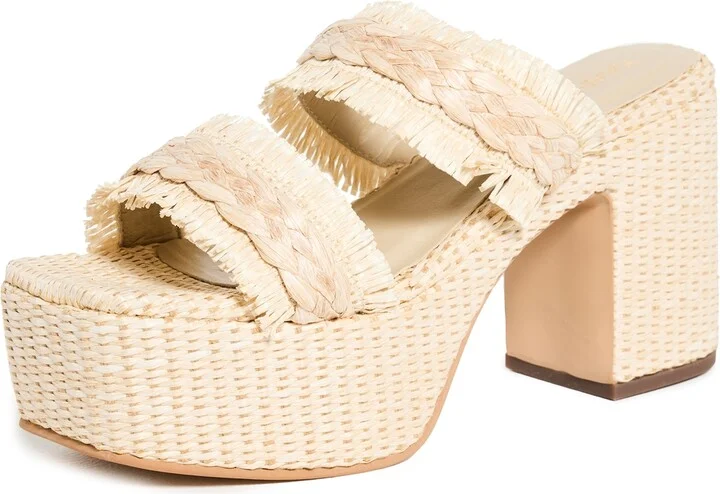 KAANAS Zumaque Frayed Double Band Basket Weave Platform Sandals