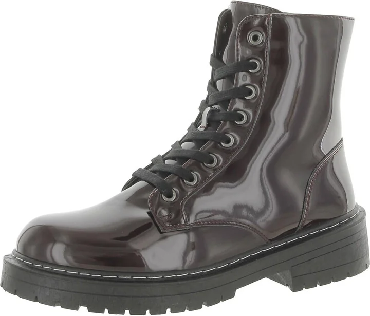 Kaedy Womens Faux Leather Combat & Lace-up Boots