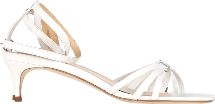 Kaia Kitten Strapped Heels in White Leather