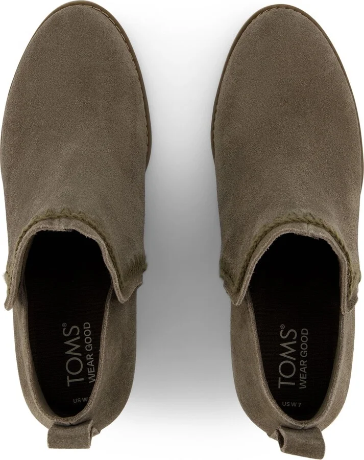 Kaia Olive Suede Wedge Boot - Image 4