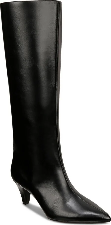 KAIAA Womens Faux Leather Kitten Heel Knee-High Boots