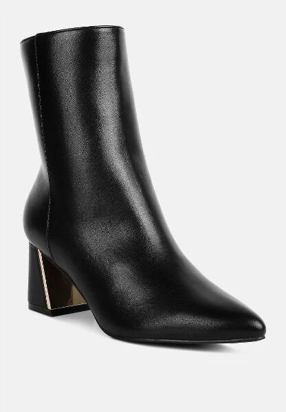 Kaira Metallic Accent Heel High Ankle Boots Women - Image 2