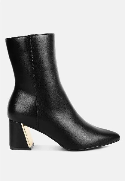 Kaira Metallic Accent Heel High Ankle Boots Women