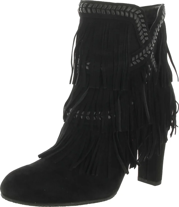 Kaleb Womens Suede Fringe Ankle Boots