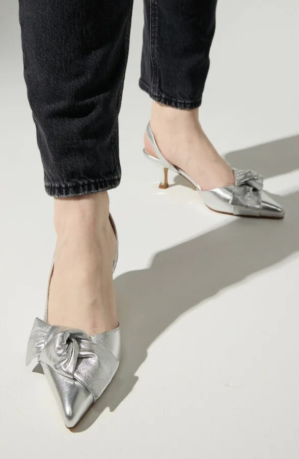 Kaleigh Bow Slingback Pointed Toe Kitten Heel Pump - Image 2