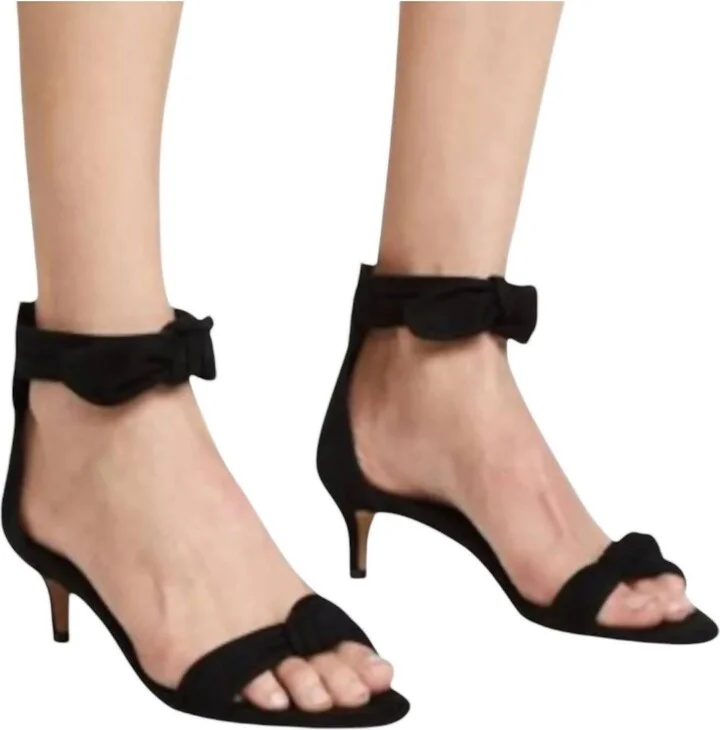 Kaley Suede Bow Tie Kitten Heels In Black Kid Suede