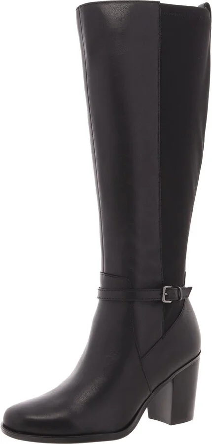 Kalina Stretch Womens Mixed Media Leather Knee-High Boots